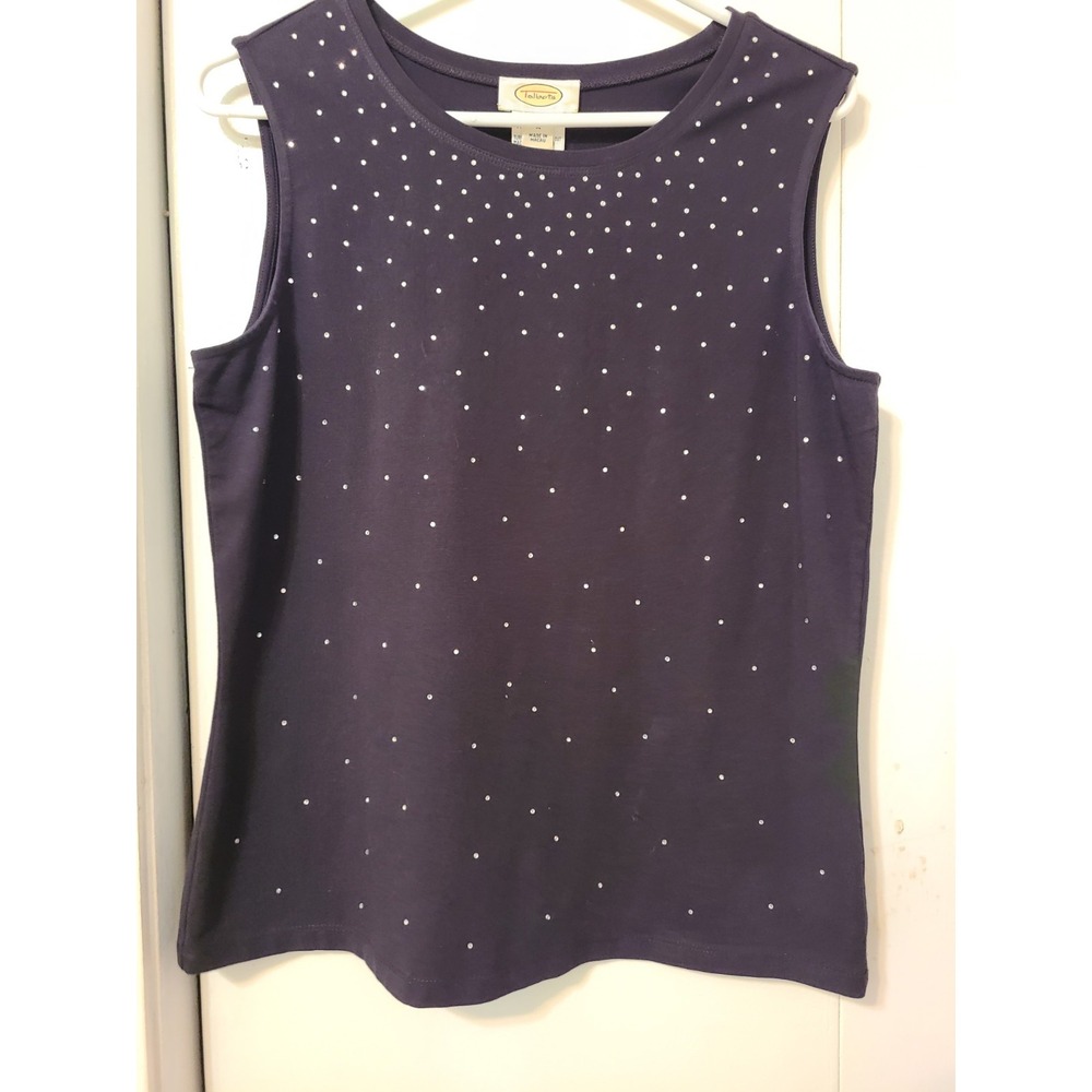 Talbots Tank Black Sleeveless Design Numerous Small Rhinestones. Size Medium